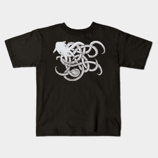 Twisted Vampire Octopus - White Kids T-Shirt